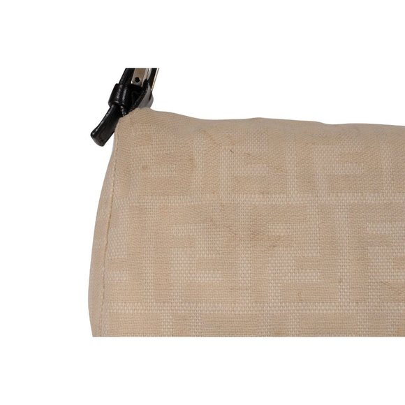 Fendi FF Logo Vintage Zucca Baguette Flap Shoulder Bag Tan Brown Leather Strap - Picture 13 of 16